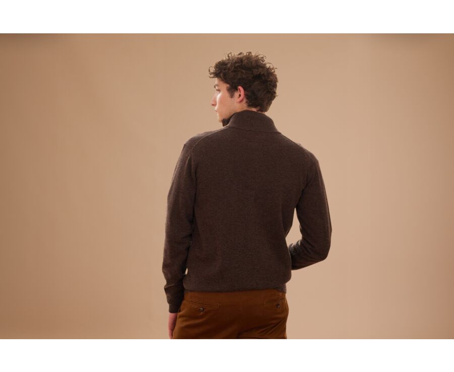 Men's dark chocolate wool cardigan - KANTHER