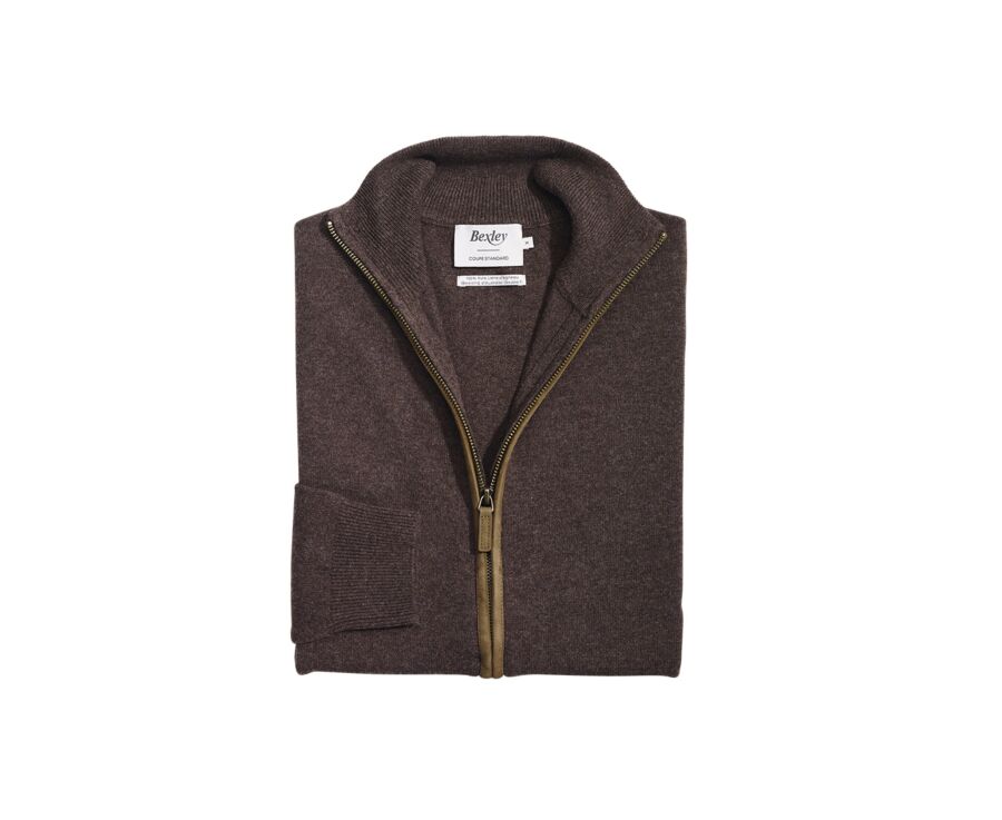 Men's dark chocolate wool cardigan - KANTHER