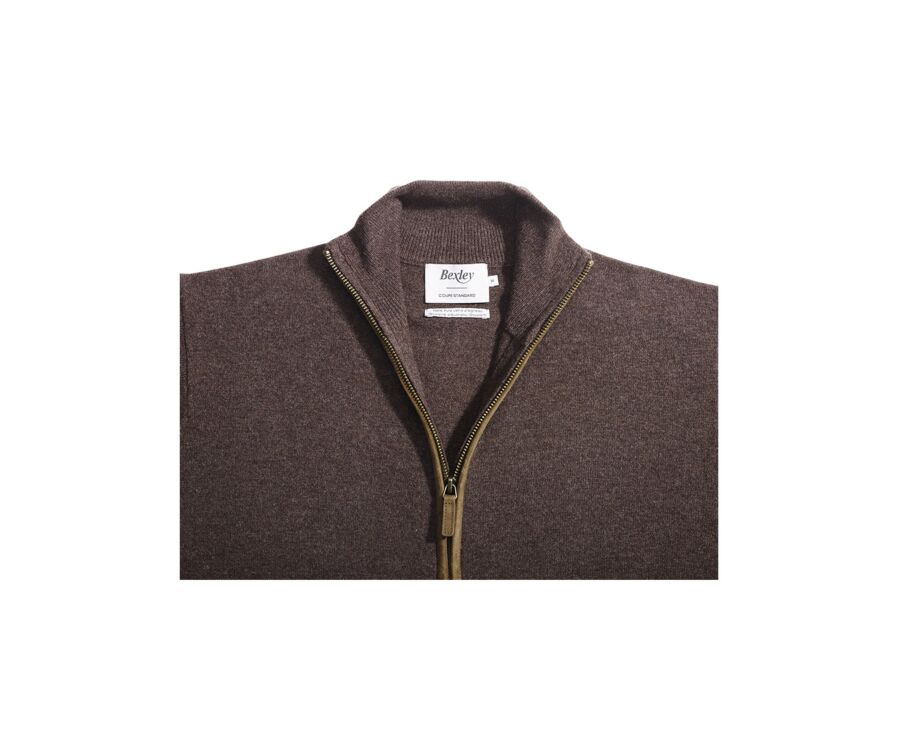 Men's dark chocolate wool cardigan - KANTHER