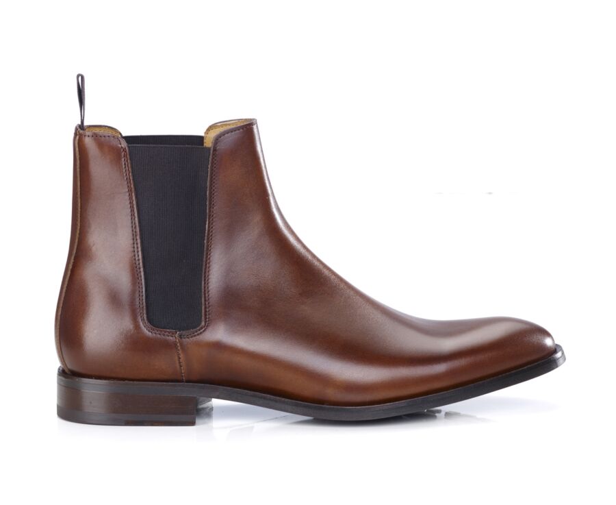 Cognac Patina Men's Chelsea Boots with rubber outsole - TODDINGTON GOMME