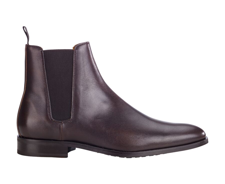 Brown Patina Men's Leather Chelsea Boots with rubber outsole - TODDINGTON GOMME