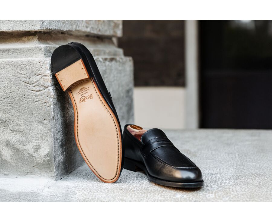 Black leather men's loafers - DIXTON