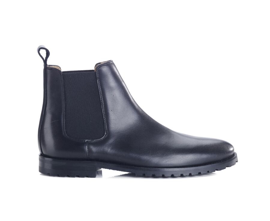 Black men's chelsea boots rubber outsole with separate heel - BENTFIELD GOMME