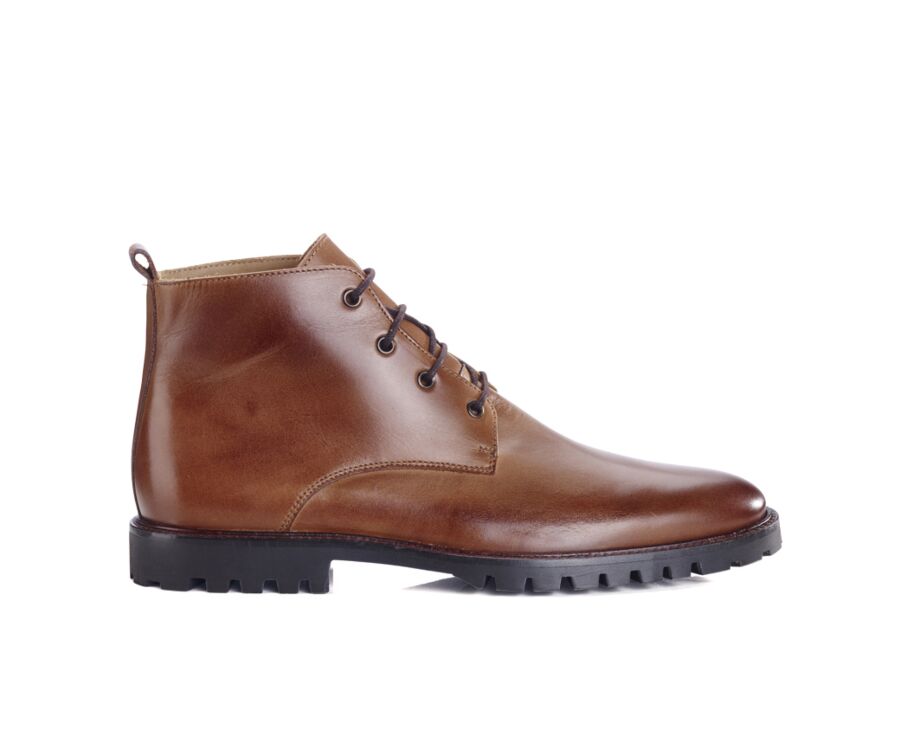 Men's rubber outsole boots Cognac patina Canfield Gomme Bexley