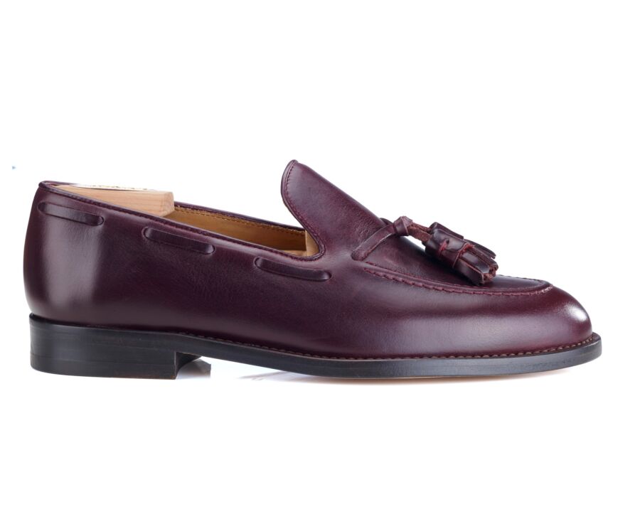 Burgundy leather Men's tassel loafers - PICADILLY