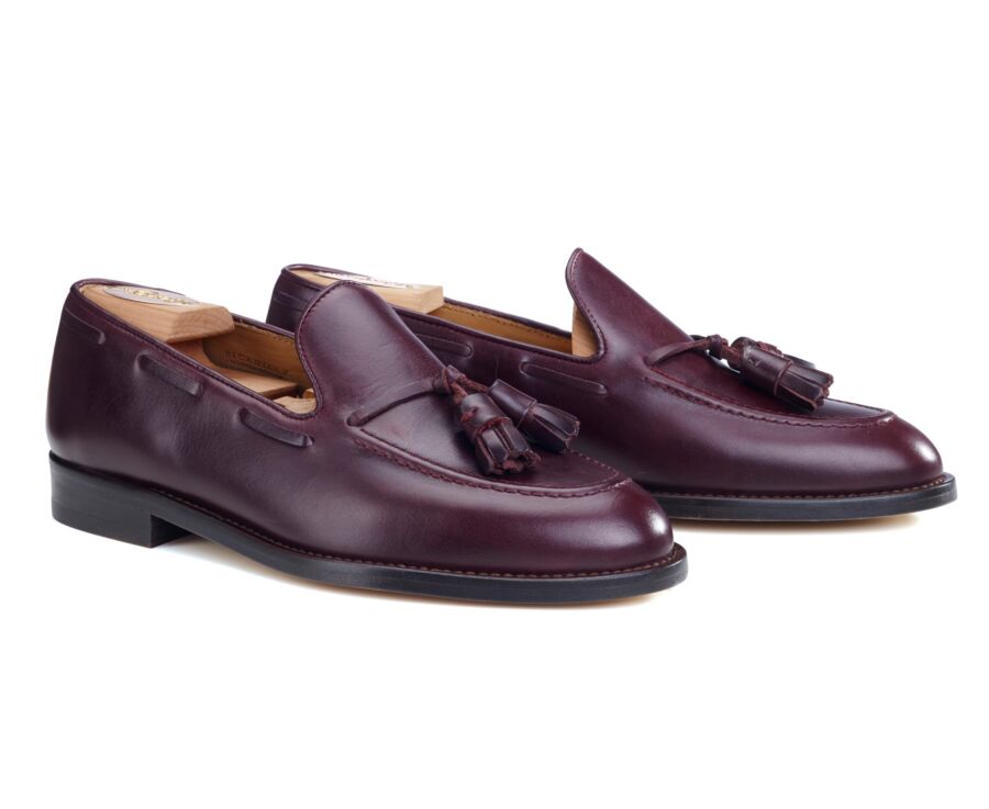 Burgundy leather Men's tassel loafers - PICADILLY
