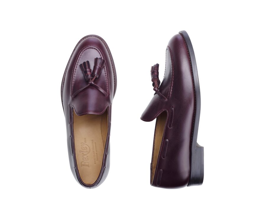Burgundy leather Men's tassel loafers - PICADILLY