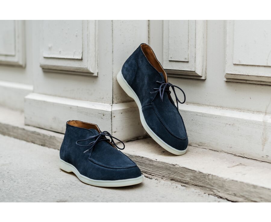 Navy Suede men's casual chukka  - SERENOA