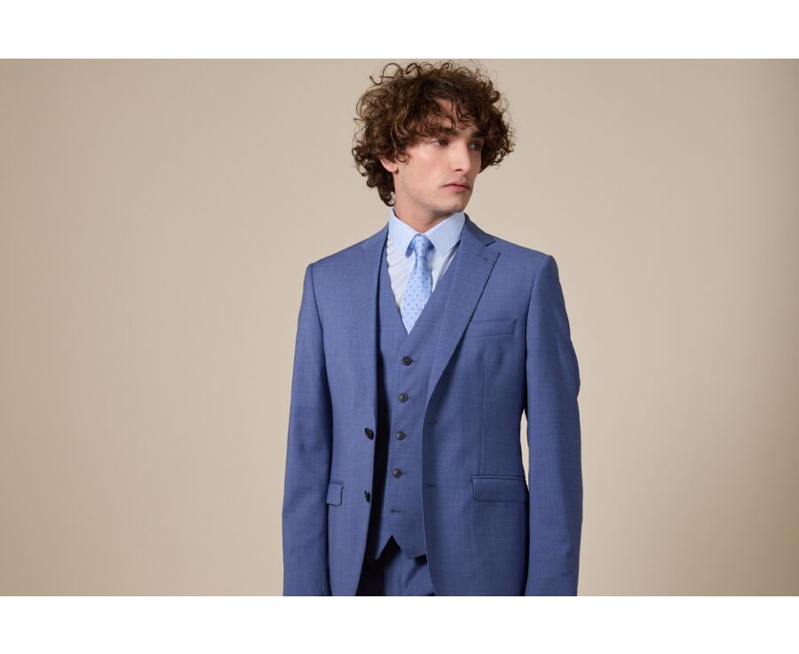 Light Blue & Grey Micro Flower Mulberry Silk Tie