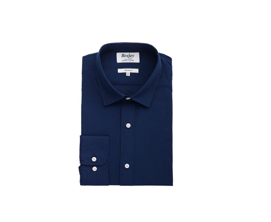 Navy cotton linen shirt - SUPRIEN