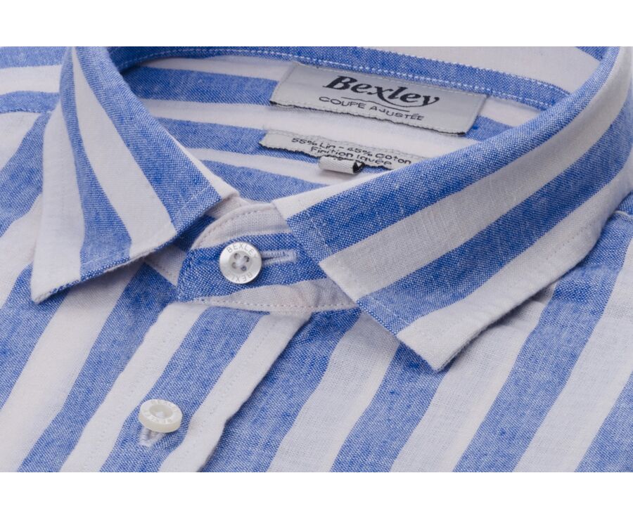 Blue & White striped cotton linen shirt - BRUNIEN