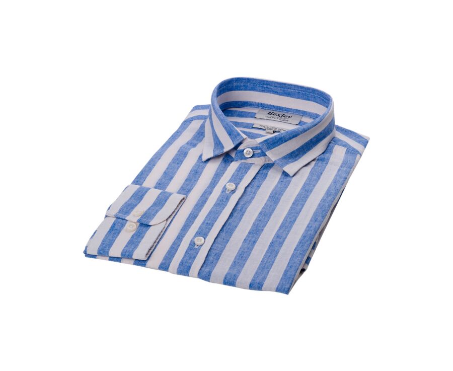 Blue & White striped cotton linen shirt - BRUNIEN