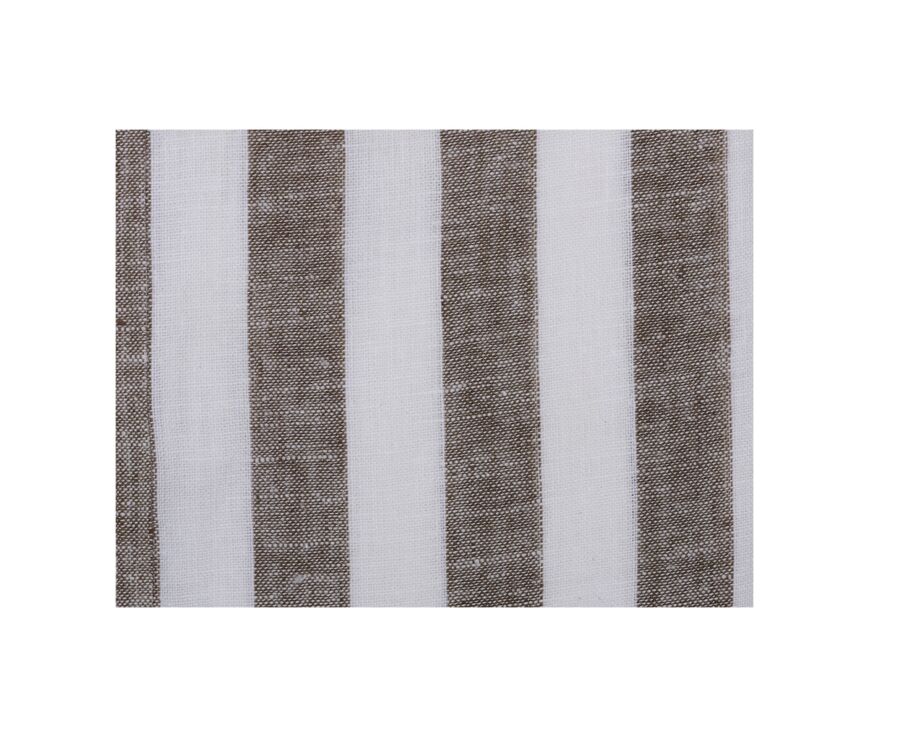 Khaki and White striped cotton linen shirt - BRUNIEN
