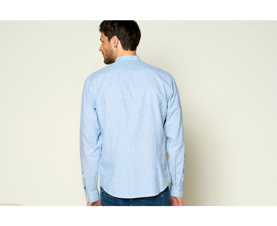 Blue vintage Chambray & White stripes seersucker shirt  - DALBERT