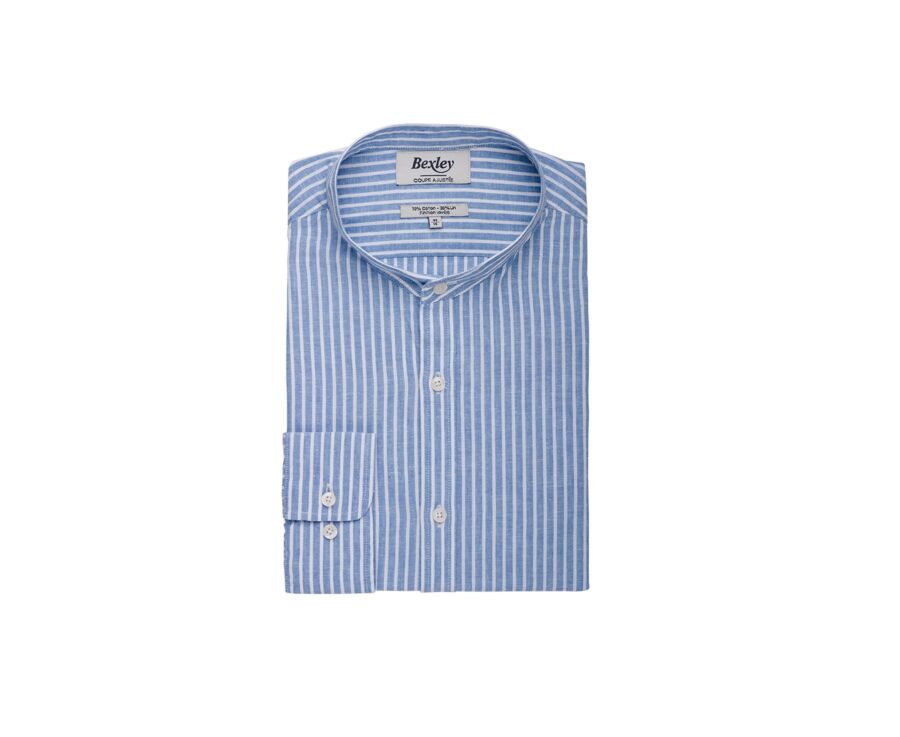 Blue vintage Chambray & White stripes seersucker shirt  - DALBERT