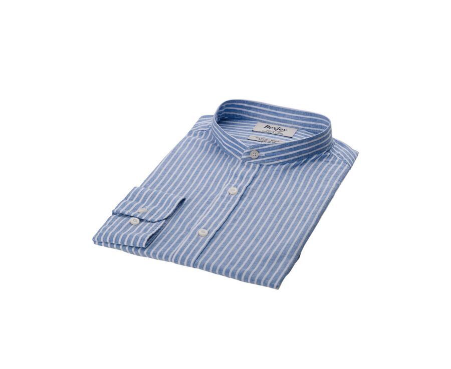 Blue vintage Chambray & White stripes seersucker shirt  - DALBERT
