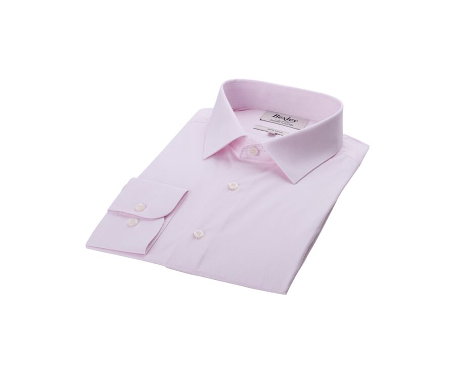 Pink & White Cotton shirt - Straight collar - GUILHEM CLASSIC