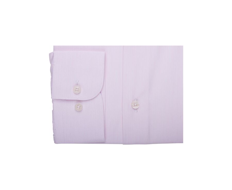 Pink & White Cotton shirt - Straight collar - GUILHEM CLASSIC