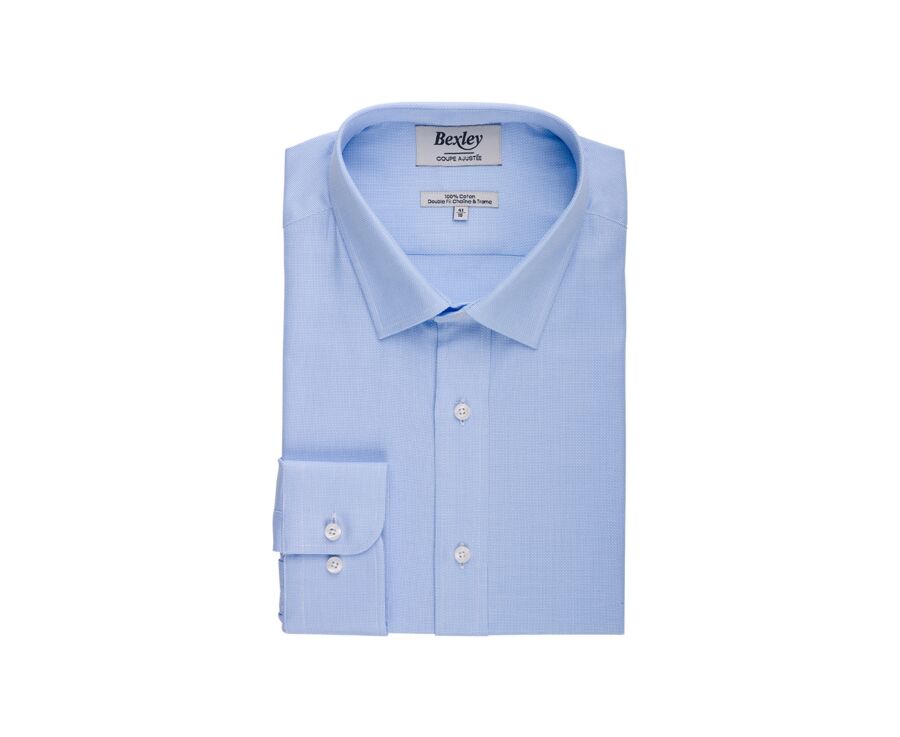 Light Blue Cotton shirt - Straight collar - ANSBERT