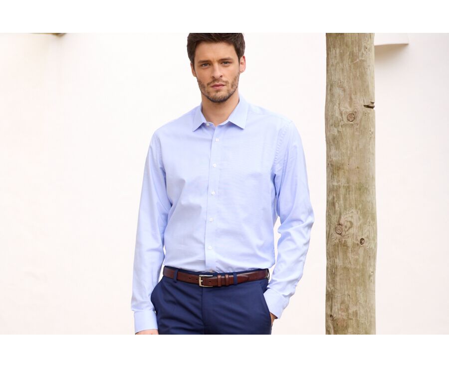 White & Blue striped poplin shirt - CLAUDIEN