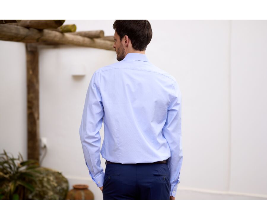 White & Blue striped poplin shirt - CLAUDIEN