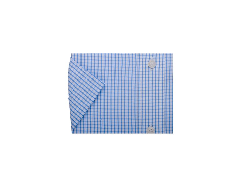 White cotton shirt with thin Light Blue checks - GLENN MC