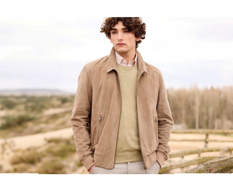 Men s Dark Camel velvet leather jacket Edrik Bexley