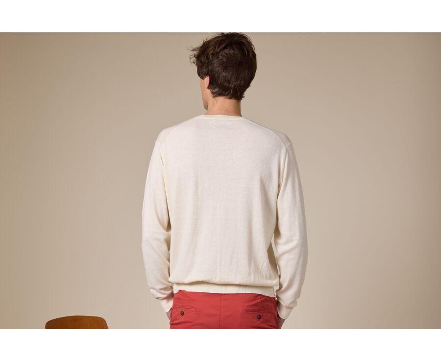 Men's Organic Cotton/Linen Sweater with Round Neck, String Color - CLINDMIR