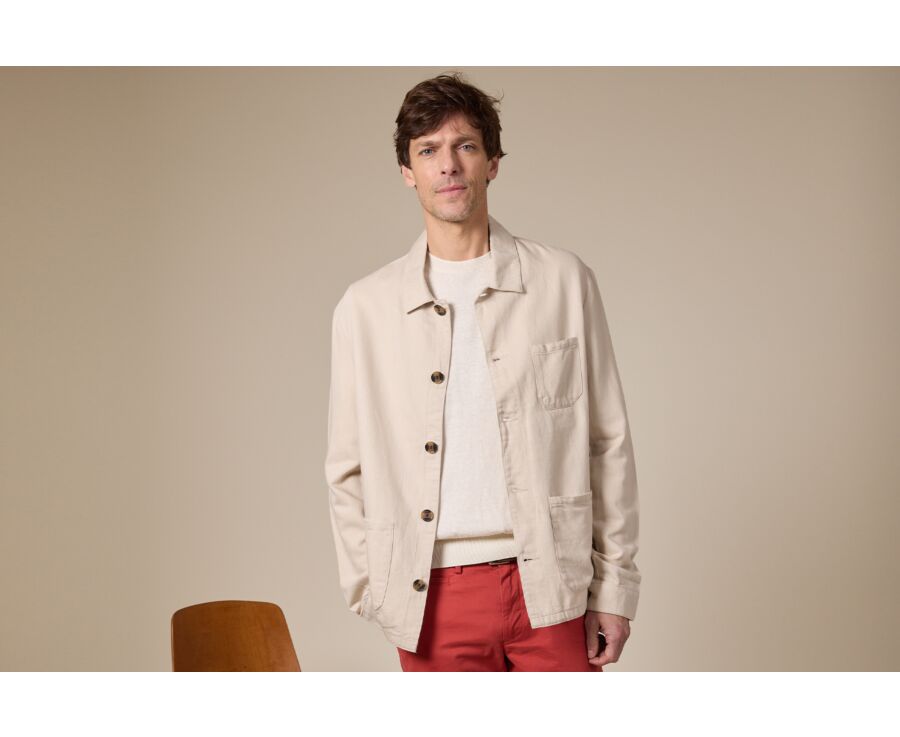 String men's cotton/linen  painter jacket - FAUSTINIEN