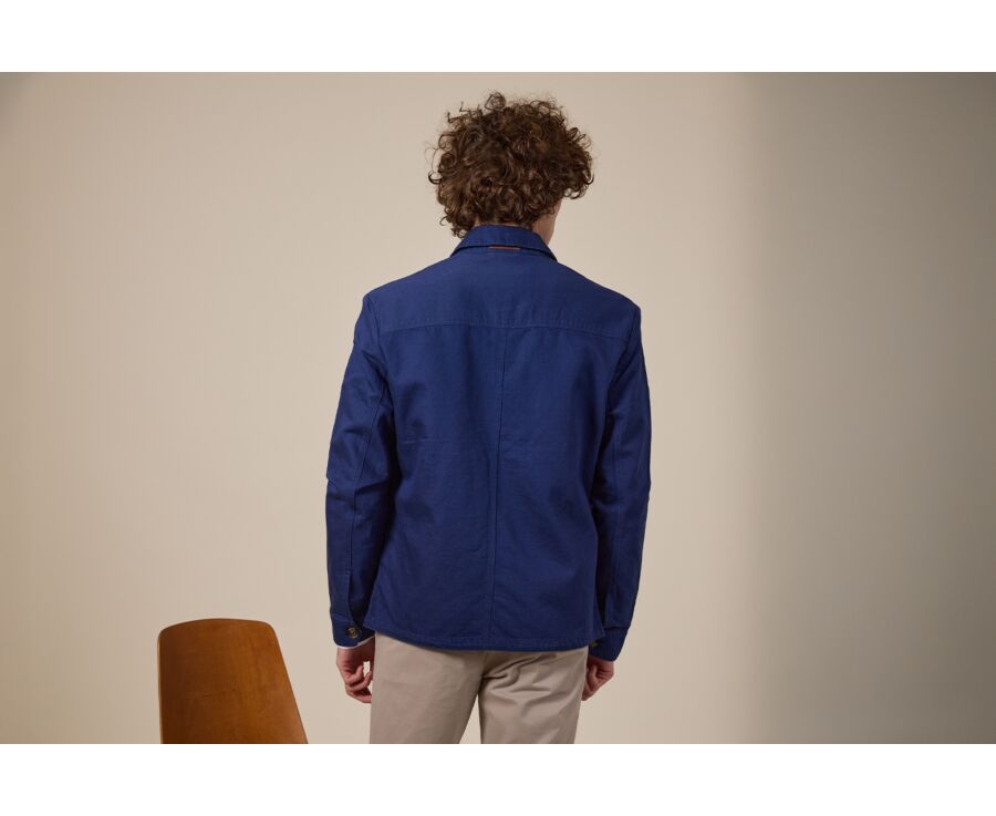 Indigo men's cotton/linen  painter jacket - FAUSTINIEN