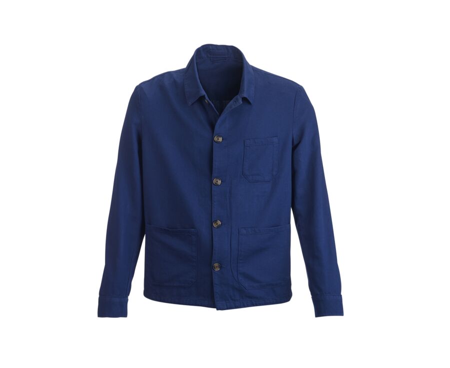 Indigo men's cotton/linen  painter jacket - FAUSTINIEN