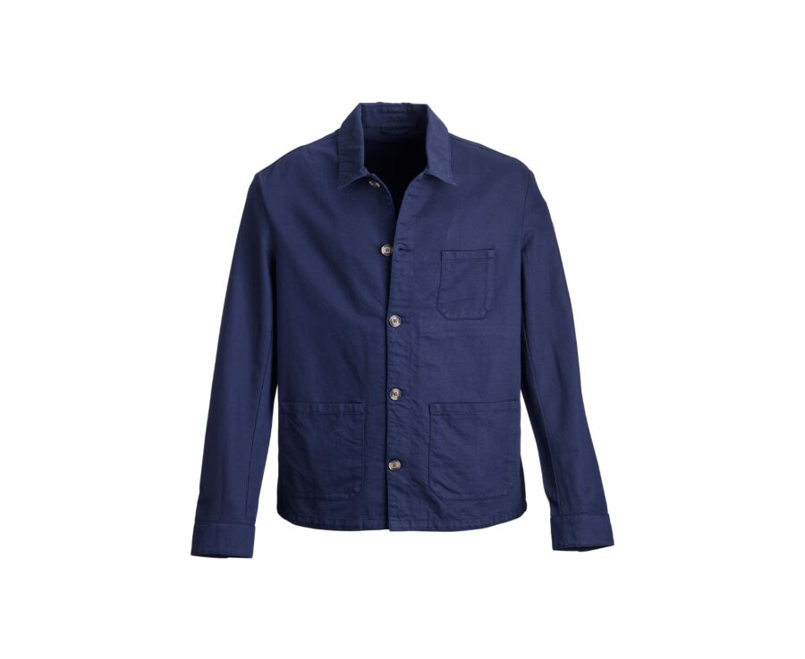 Navy Blue men's cotton/linen painter jacket - FAUSTINIEN