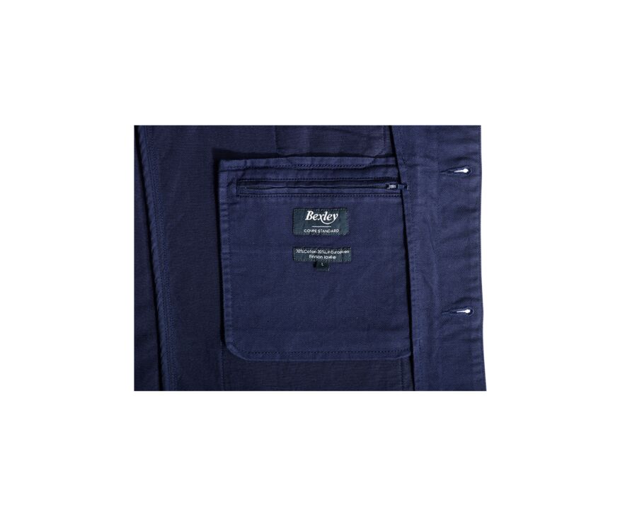 Navy Blue men's cotton/linen painter jacket - FAUSTINIEN