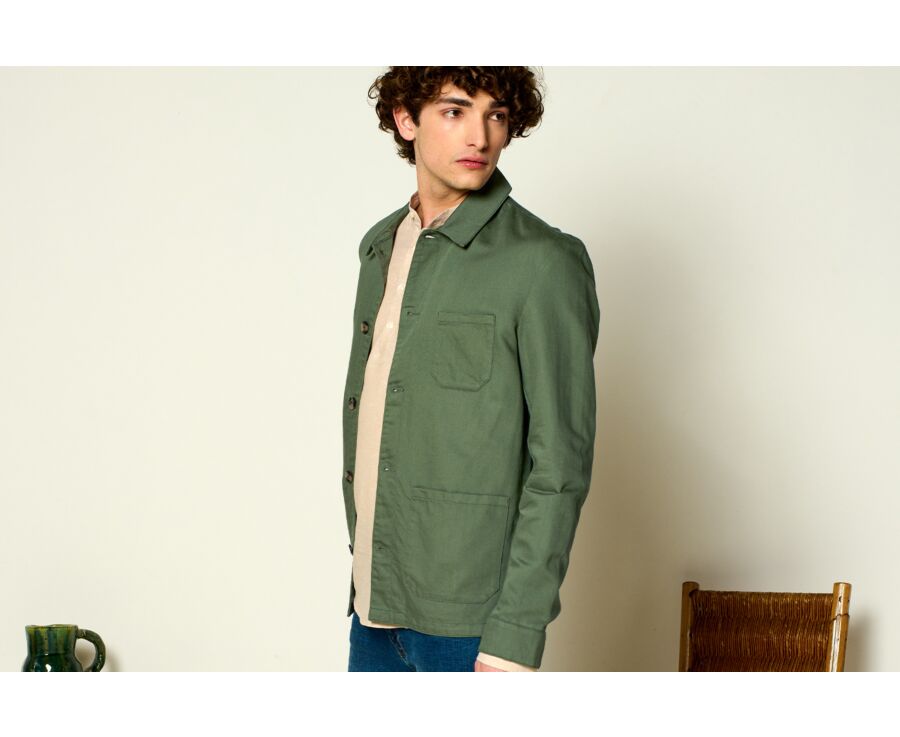 Sage Green men's cotton/linen  painter jacket - FAUSTINIEN