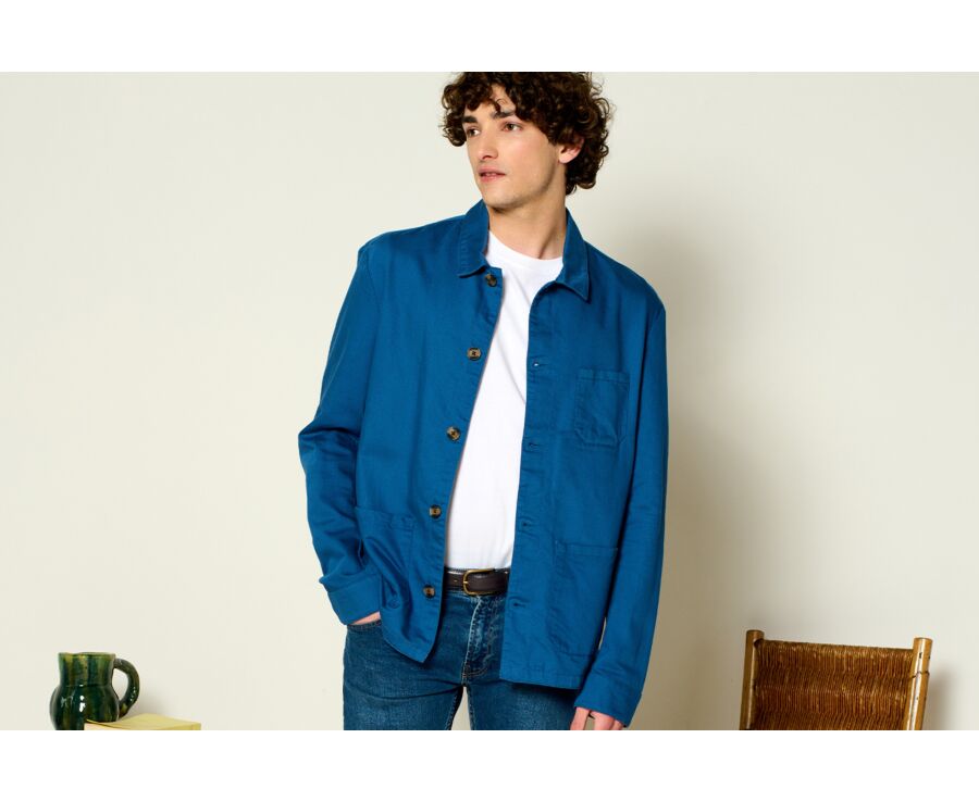 Steel Blue men's cotton/linen painter jacket - FAUSTINIEN