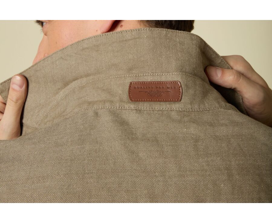 Khaki Chevron men's cotton/linen  painter jacket - FAUSTINIEN