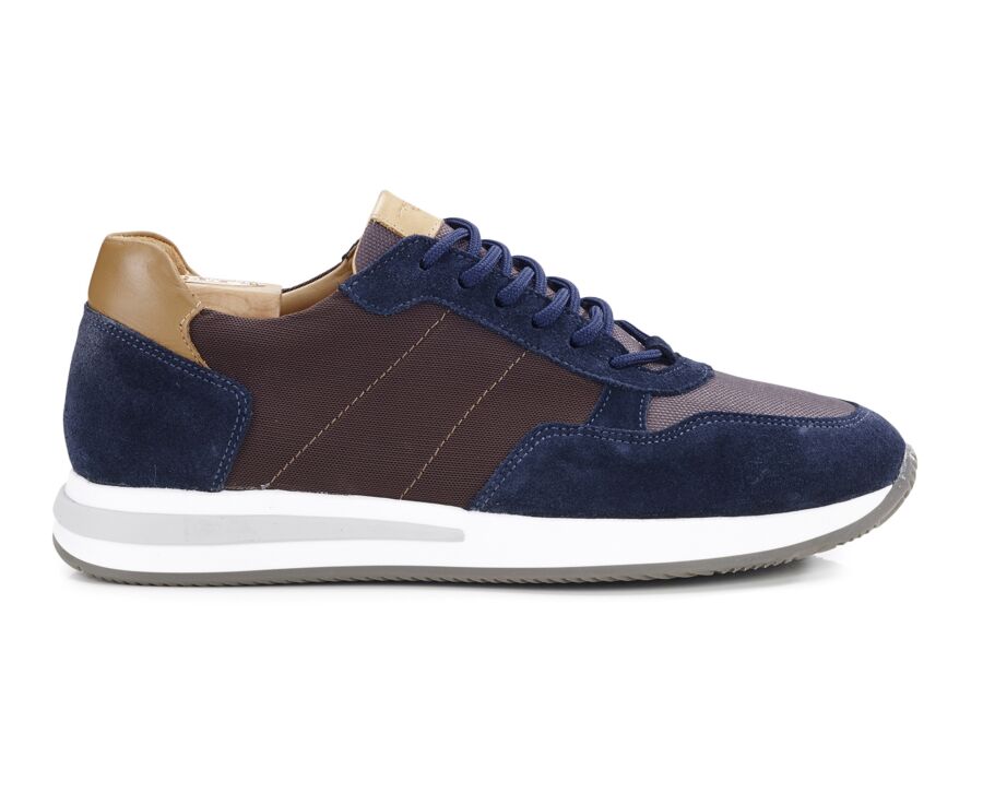 Navy Suede & Chocolate Men's Trainers - NIRRANDA II