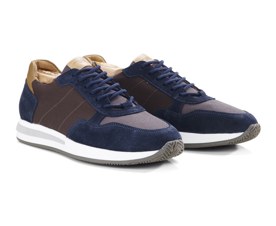 Navy Suede & Chocolate Men's Trainers - NIRRANDA II