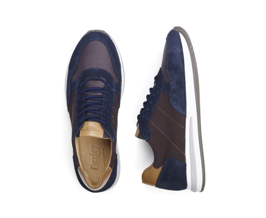 Navy Suede & Chocolate Men's Trainers - NIRRANDA II