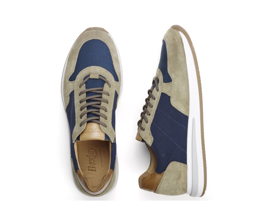 Navy & Suede Kakhi Men's Trainers - NIRRANDA II