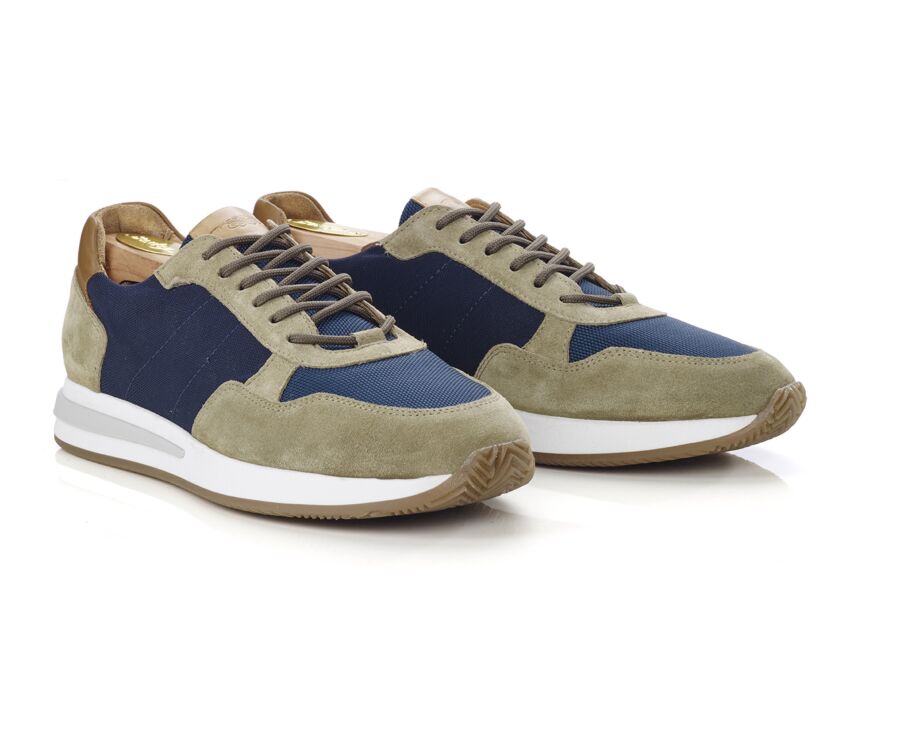 Navy & Suede Kakhi Men's Trainers - NIRRANDA II