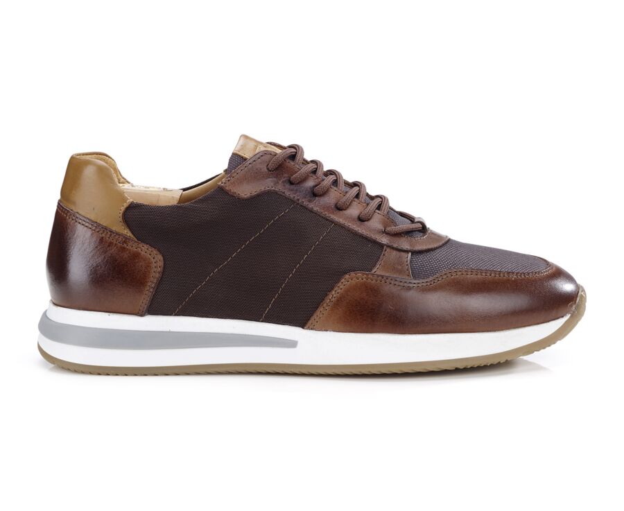 Dark Brown & Dark patina Chestnut leather Men's Trainers - NIRRANDA II