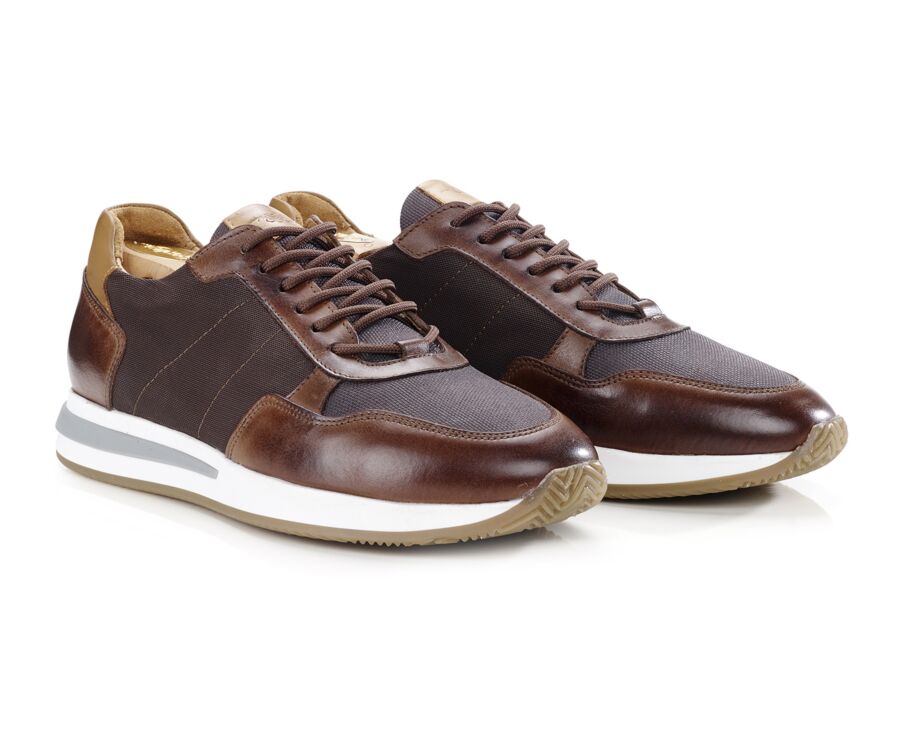 Dark Brown & Dark patina Chestnut leather Men's Trainers - NIRRANDA II
