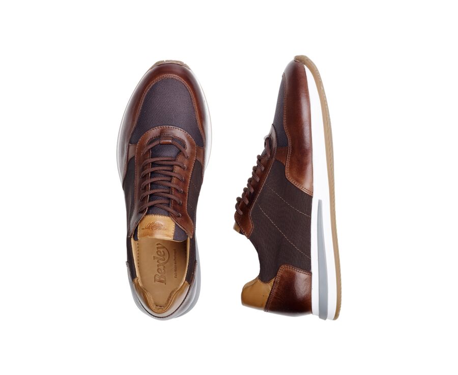 Dark Brown & Dark patina Chestnut leather Men's Trainers - NIRRANDA II