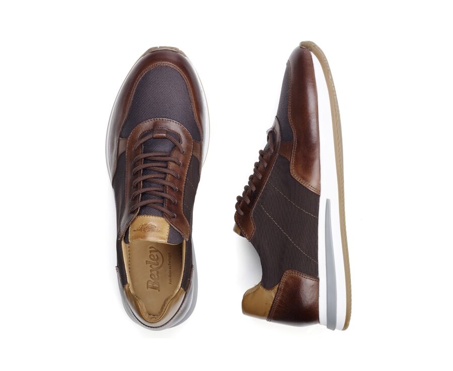 Dark Brown & Dark patina Chestnut leather Men's Trainers - NIRRANDA II