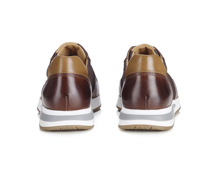 Dark Brown & Dark patina Chestnut leather Men's Trainers - NIRRANDA II