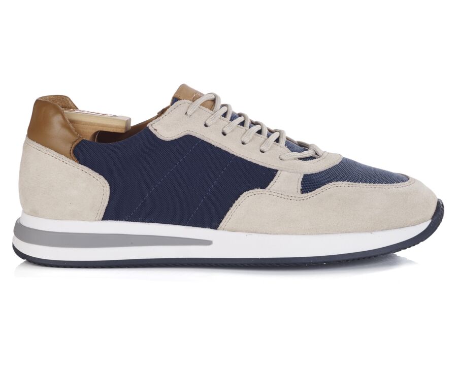 Beige and navy blue suedeMen's Trainers - NIRRANDA II