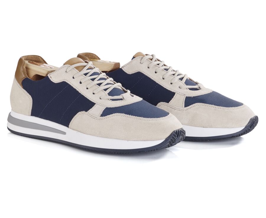 Beige and navy blue suedeMen's Trainers - NIRRANDA II