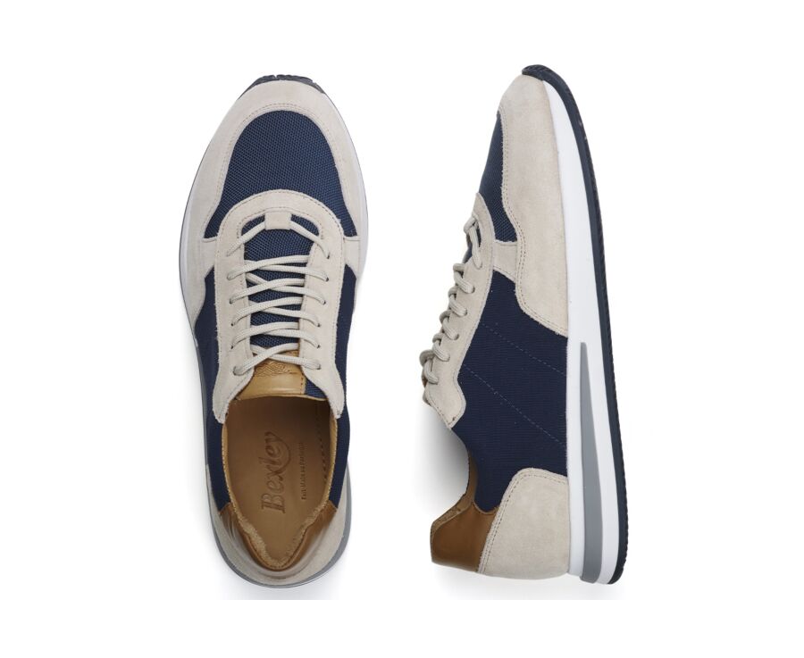 Beige and navy blue suedeMen's Trainers - NIRRANDA II