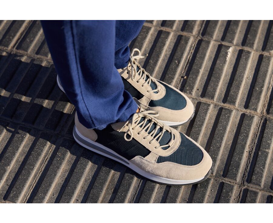 Beige and navy blue suedeMen's Trainers - NIRRANDA II